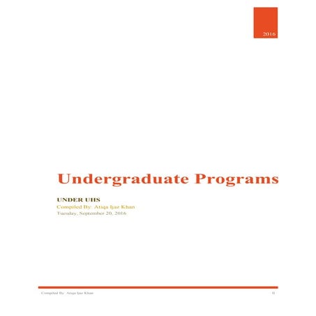 Information about UHS and Allied Health Sciences (AHS) (2016)