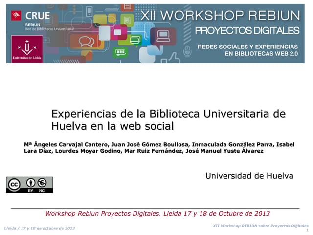 Experiencias de la Biblioteca de la Universidad de Huelva en la web social