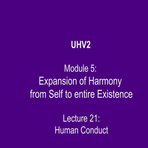 Human Conduct.ppt conduct when we are moving towards higher activities of Self and conduct when we are moving downwards from the highest activity of Self  (this represents the complete human conduct)