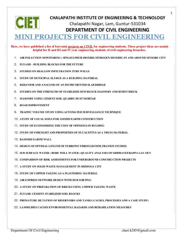 Mini Projects For civil engineering 3 1 1 1 
