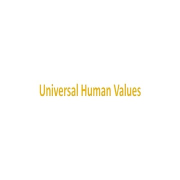 Universal Human Value