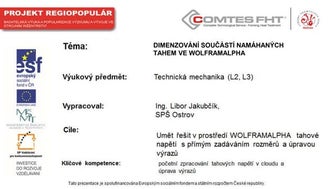 Dimenzování součástí s tahovým napětím ve WOLFRAMALPHA