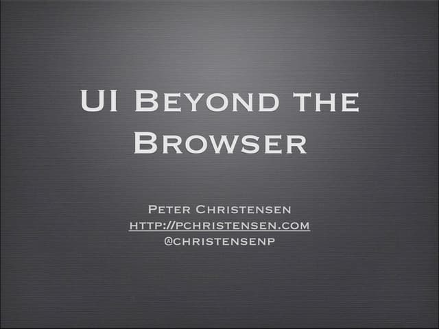 UI Beyond the Browser - Software for Hardware Projects
