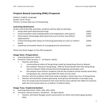 Project-Based Learning (PBL) Proposal [UIIT assessment item one]