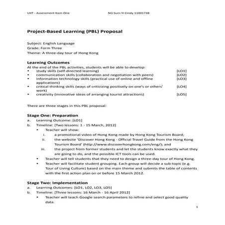 Project-Based Learning (PBL) Proposal [UIIT assessment item one]