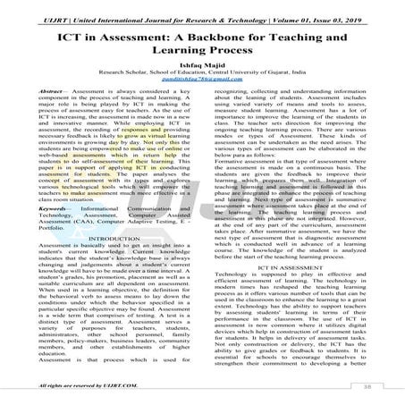 ICT in Assessment: A Backbone for Teaching and Learning Process
