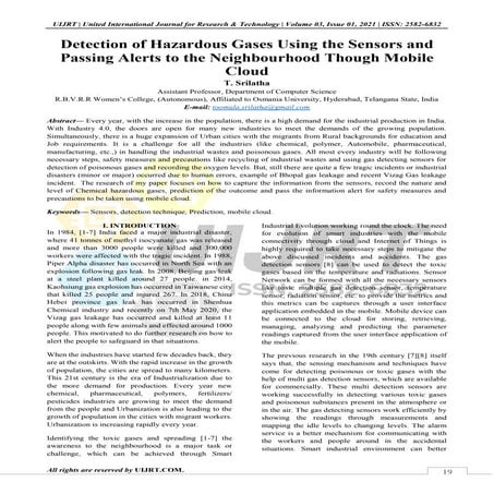  Detection of Hazardous Gases Using the Sensors and Passing Alerts to the Nei...
