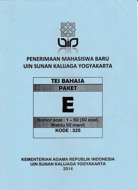 Uin Sunan Kalijaga Tes Bahasa Islamiyah 2014