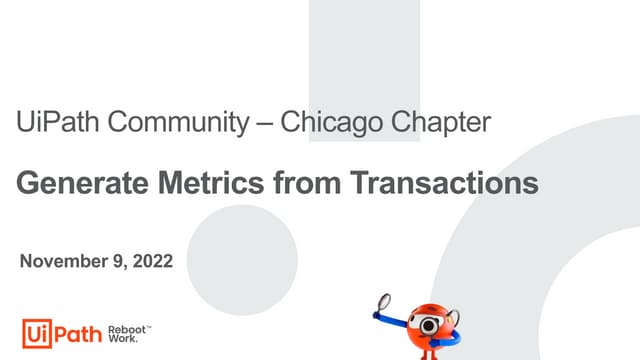 Generate Metrics from Transactions - Chicago Meetup