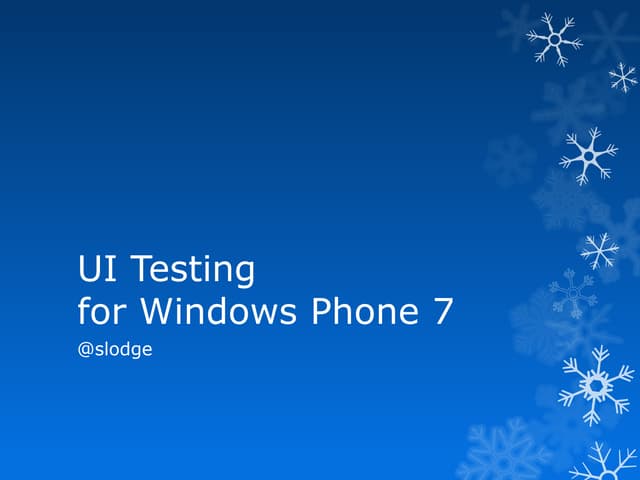 Ui Testing on Windows Phone