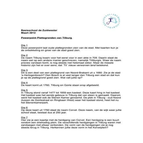 Uitleg ppt plattegronden van tilburg