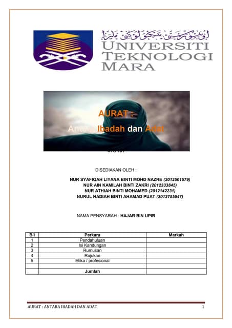 Makalah pai batasan aurat menurut al qur'an