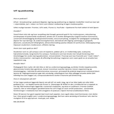 UiT Og Podcasting