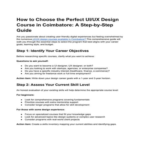 How to Choose The Perfect UI/UX Design Course in Coimbatore: A Step-by-step G...