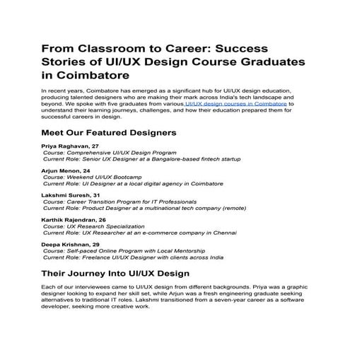 From Classroom to Career: Success Stories of UIUX Design Course Graduates in ...