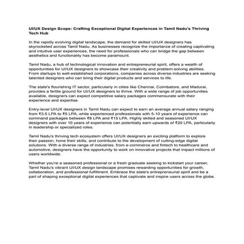 UI/UX Design Salary and Scope in Tamilnadu