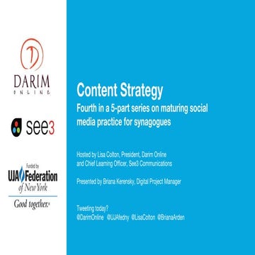 Content strategy webinar: Maturing your Social Media for Synagogues