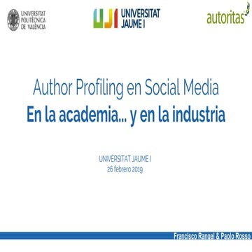 Author Profiling en Social Media. En la Academia... y en la Industria.