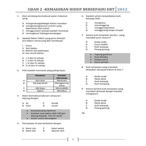 Ujian 2 tingkatan 2 2012
