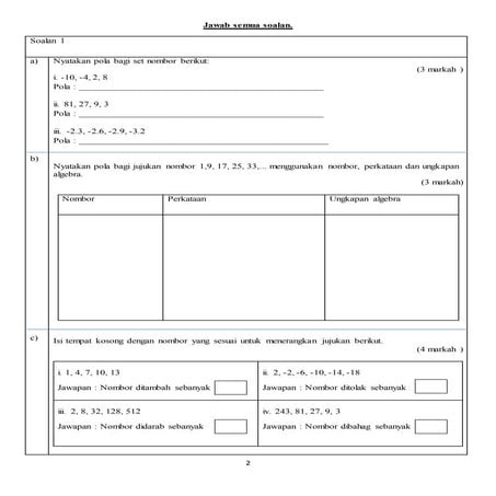 Ujian mac 2019 matematik ting 2