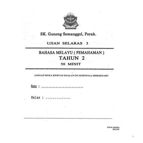 Ujianselaras3- Bahasa Melayu Tahun 2