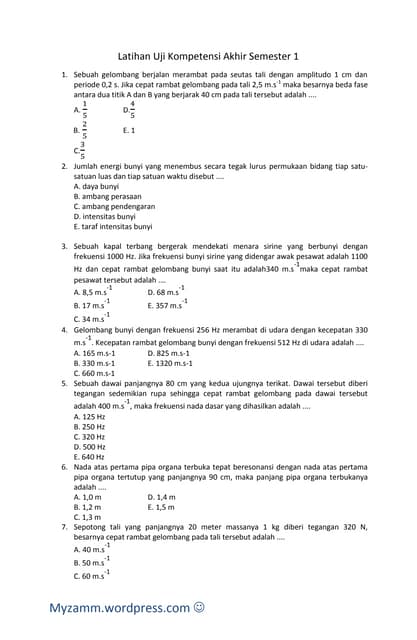 soal fenomena kuantum fisika kelas 12 Soal UAS Fisika Kelas XII IA