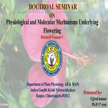 Physiological and Molecular Mechanisms Underlying Flowering