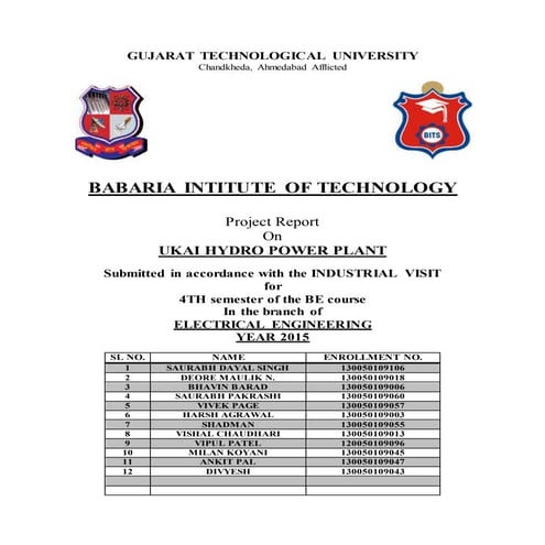 UKAI HYDRO POWER PLANT VISIT