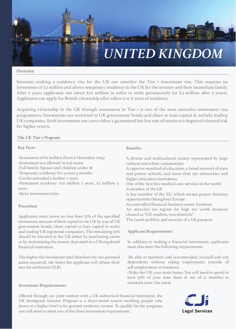 UK Investment Immigration brochure CJ International