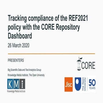 Tracking compliance of the REF2021 policy with the CORE Repository Dashboard