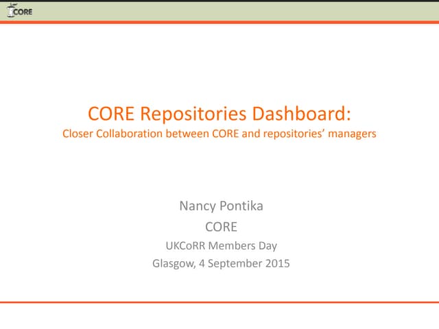 CORE Repositories Dashboard