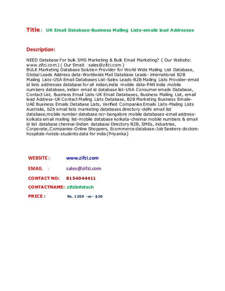 Uk Email Database Business Mailing Lists emails Lead Addresses