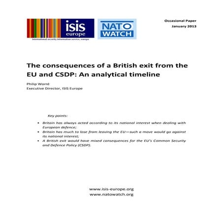 Uk  exit from eu and nato  isis europe  nato watch  occasional paper january 2013