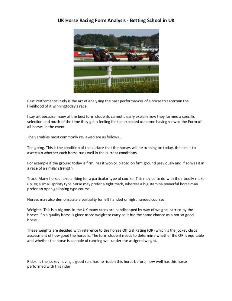 Uk horse racing form analysis