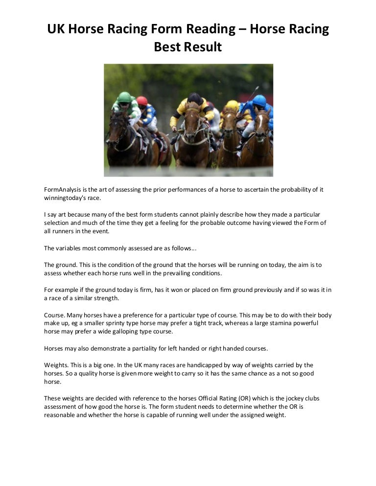 Uk horse racing form reading horse racing best result