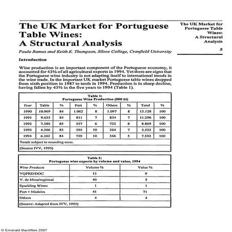 Uk market for portuguese wines