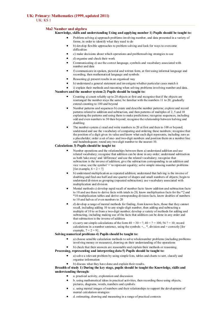 Uk mathematics standards