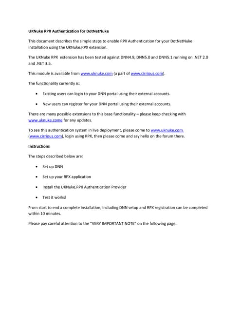 Uk Nuke Rpx Authentication For Dot Net Nuke
