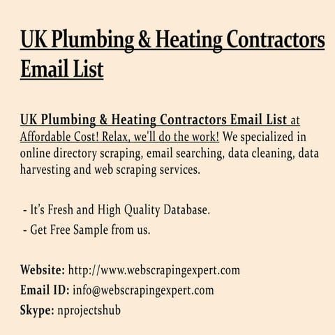 UK Plumbing & Heating Contractors Email List