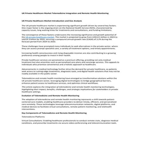 Transforming Healthcare: The Rise of Telemedicine in Singapore | PDF