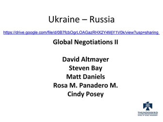 Thunderbird Global MBA - Global Negotiations II- Ukraine & Russia Conflict