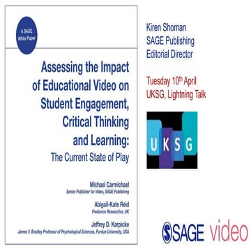 UKSG 2018 Lightning Talk - Assessing impact of educational video content on s...