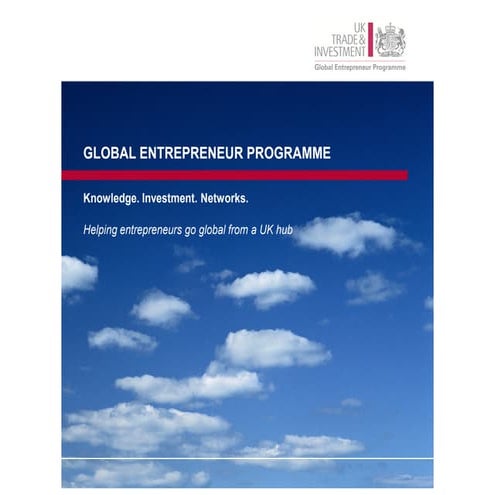 UKTI - 'Global Entrepreneur Programme' Brochure