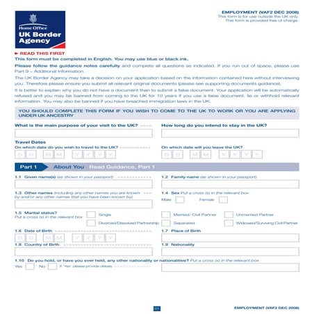Uk visa (vaf2). | PDF