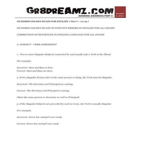 100 golden rules of english
