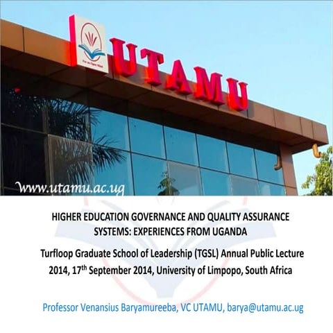 HIGHER EDUCATION GOVERNANCE AND QUALITY ASSURANCE SYSTEMS: EXPERIENCES FROM U...
