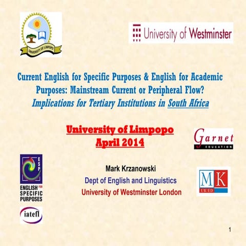 Current English for Specific Purposes & English for Academic  Purposes: Mains...