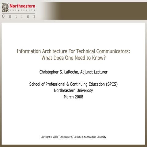 Information Architecture For Technical Communicators:  What Does One Need to ...
