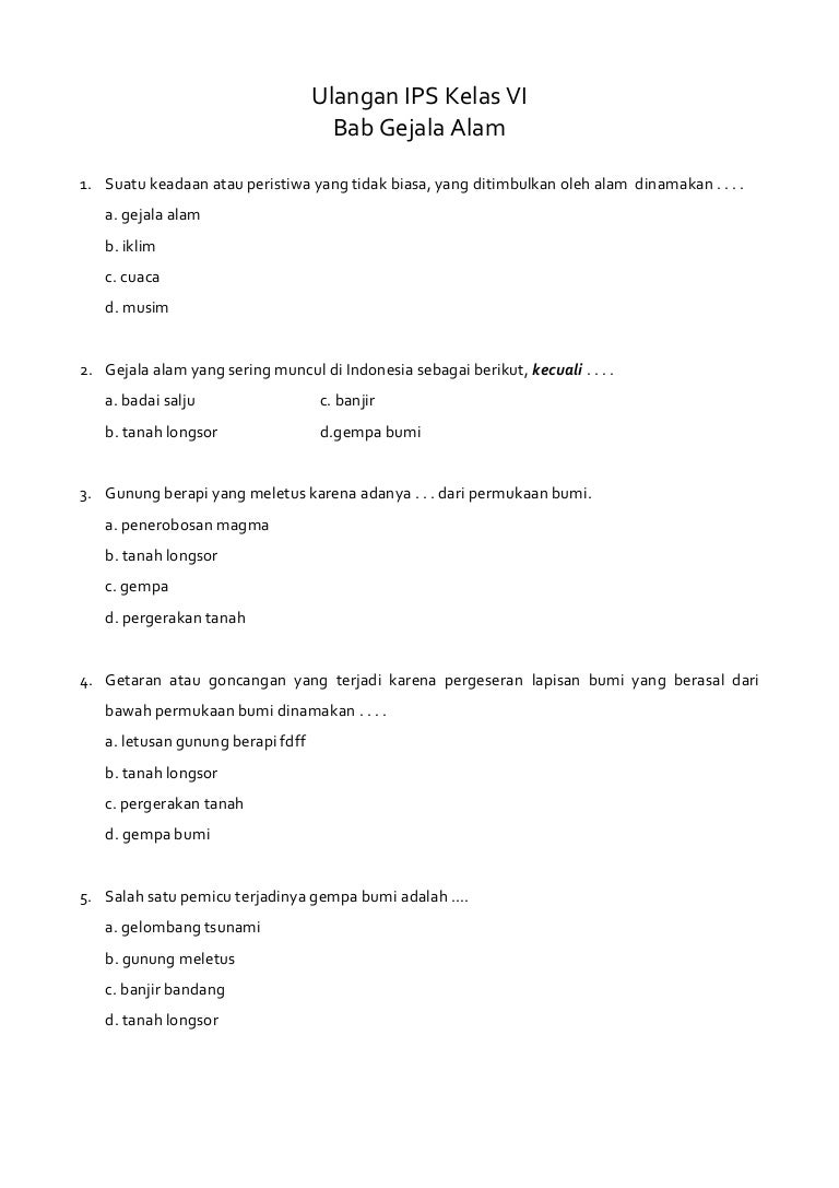 Soal Materi Gempa Bumi