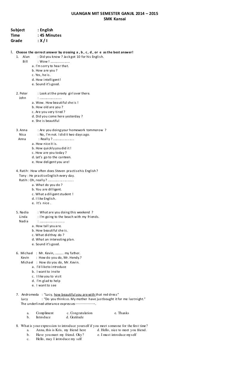 Ulangan Mit Semester Ganjil 2014 1